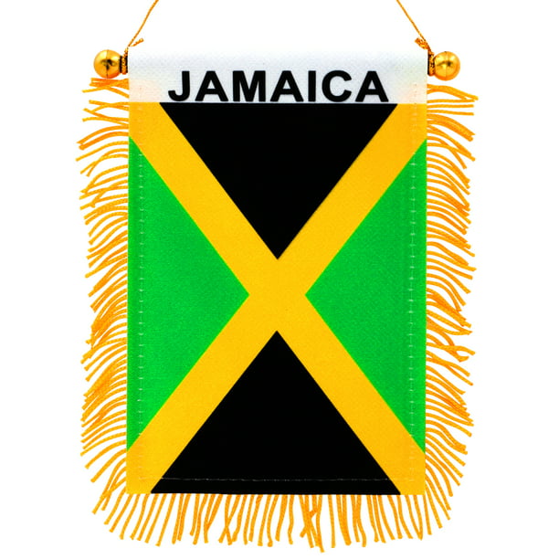 JAMAICA AND USA JAMAICAN AMERICAN CARIBBEAN REARVIEW MIRROR MINI BANNER HANGING FLAGS FOR THE CAR UNITY FLAGZ™.. 